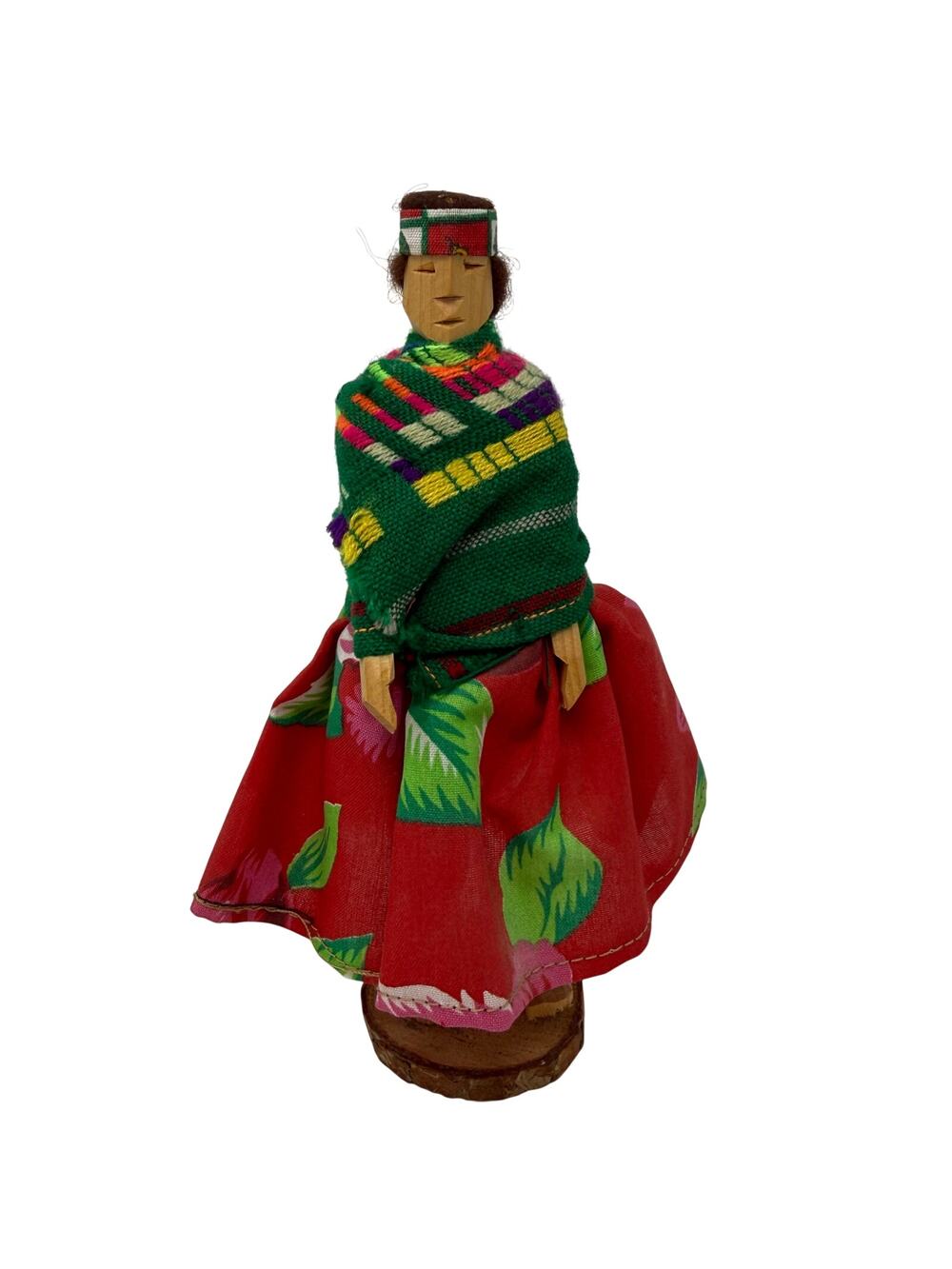 Hand Carved Indigenous Mother & Child Figurine Wood 9” Folk Art